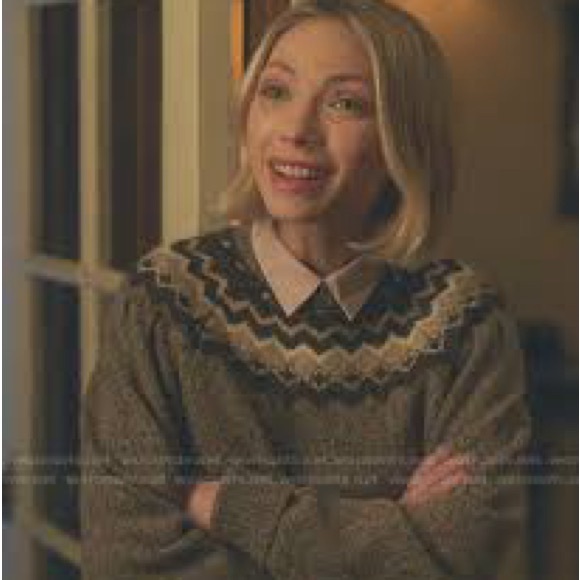 FRAME Fair Isle Crewneck Knit  Sweater /Mushroom Tan Brown, Large/ - Picture 15 of 15